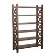 Open Shelving Unit - Cross Braced - Brown - Wooden