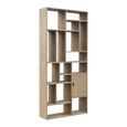 Sue Bookcase - 1 Door - Geometric Pattern - Natural - Wooden