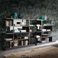 Heritage Open Bookcase - with Glass - Dark Velvet Birch High Gloss