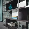 Heritage Open Bookcase - with Glass - Dark Velvet Birch High Gloss