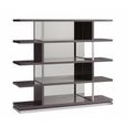 Heritage Open Bookcase - with Glass - Dark Velvet Birch High Gloss