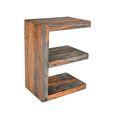 Cube Goa Petite Side Table - E Shape - Rustic Sheesham