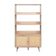 Clearance - Ferrero Natural and Woven Rattan Open Shelving Unit with Cupboard
