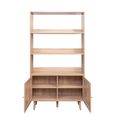 Clearance - Ferrero Natural and Woven Rattan Open Shelving Unit with Cupboard