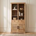 Jaylene Mango Wood 2 Door 2 Drawer Louvered Bookcase with Cupboard thumbnail