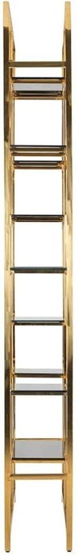 Magnus Black Glass and Gold Open Shelving Unit
