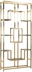 Magnus Black Glass and Gold Open Shelving Unit