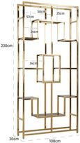 Magnus Black Glass and Gold Open Shelving Unit