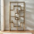 Magnus Open Shelving Unit - Brushed Gold - Glass and Metal
