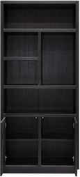 Oakura Black Oak Bookcase with Cupboard - LH