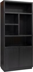 Oakura Black Oak Bookcase with Cupboard - LH