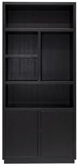 Oakura Black Oak Bookcase with Cupboard - LH