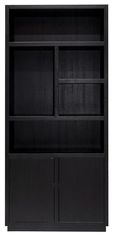 Oakura Black Oak Bookcase with Cupboard - RH