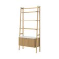 Soho Oak Bookcase - 2 Door - Slatted - White Marble Top