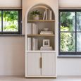 Tivoli Fluted Storage Cabinet - 2 Door - Arched - with Gold Trim - White - Ceramic