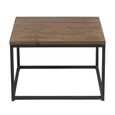Coffee Table - Square - Low - Brown and Black - Wood and Metal