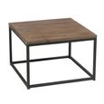Coffee Table - Square - Low - Brown and Black - Wood and Metal
