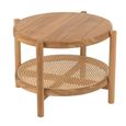Coffee Table - Round - Small - Low - Natural - Rattan and Teak Wood
