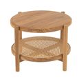 Coffee Table - Round - Small - Low - Natural - Rattan and Teak Wood