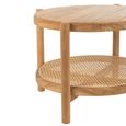 Coffee Table - Round - Small - Low - Natural - Rattan and Teak Wood