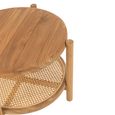Coffee Table - Round - Small - Low - Natural - Rattan and Teak Wood