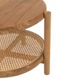 Coffee Table - Round - Small - Low - Natural - Rattan and Teak Wood