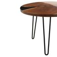 Coffee Table - Round - Small - Hairpin Leg - Natural and Black - Acacia Wood and Metal