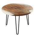 Coffee Table - Round - Small - Hairpin Leg - Natural and White - Acacia Wood and Metal