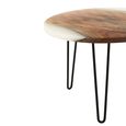 Coffee Table - Round - Small - Hairpin Leg - Natural and White - Acacia Wood and Metal