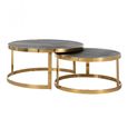 Blackbone Black Round 2 Tier Coffee Tables with Gold Trim