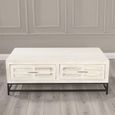 Clearance - Geo 2 Drawer Rectangle Coffee Table White Mirrored Mango Wood Distressed White Wash thumbnail 3