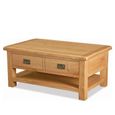 Salisbury Premium Coffee Table - 2 Drawer - with Shelf - Oak