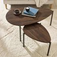 Lorette Nest of 2 Coffee Tables - Teardrop - Walnut