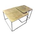 Clearance - Ferro Nest of 2 Coffee Table - Square - Antique Brass Top - A583