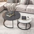 Ferrante Coffee Tables - Set of 2 - Round - White and Black Sintered Stone