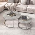 Hanson Coffee Tables - Set of 2 - Round - Sintered Stone and Chrome