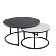 Ferrante Coffee Tables - Set of 2 - Round - White and Black Sintered Stone