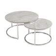 Hanson Coffee Tables - Set of 2 - Round - Sintered Stone and Chrome
