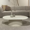Patrice Fluted Coffee Table - Oval - Off White - Mango Wood