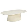 Patrice Fluted Coffee Table - Oval - Off White - Mango Wood