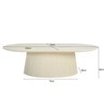 Patrice Fluted Coffee Table - Oval - Off White - Mango Wood
