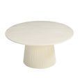 Patrice Fluted Coffee Table - Round - Off White - Mango Wood