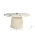 Patrice Fluted Coffee Table - Round - Off White - Mango Wood