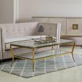 Arezzo Coffee Table - Clear Glass with Gold Metal Base - with Shelf