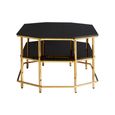 Arezzo Coffee Table - Black Glass and Gold Metal