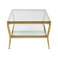 Arezzo Coffee Table - Clear Glass with Gold Metal Base - with Shelf