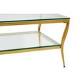 Arezzo Coffee Table - Clear Glass with Gold Metal Base - with Shelf