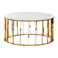 Arezzo Coffee Table - Oval - White Glass and Gold Metal