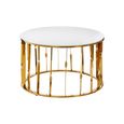 Arezzo Coffee Table - Oval - White Glass and Gold Metal
