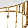 Arezzo Coffee Table - Oval - White Glass and Gold Metal